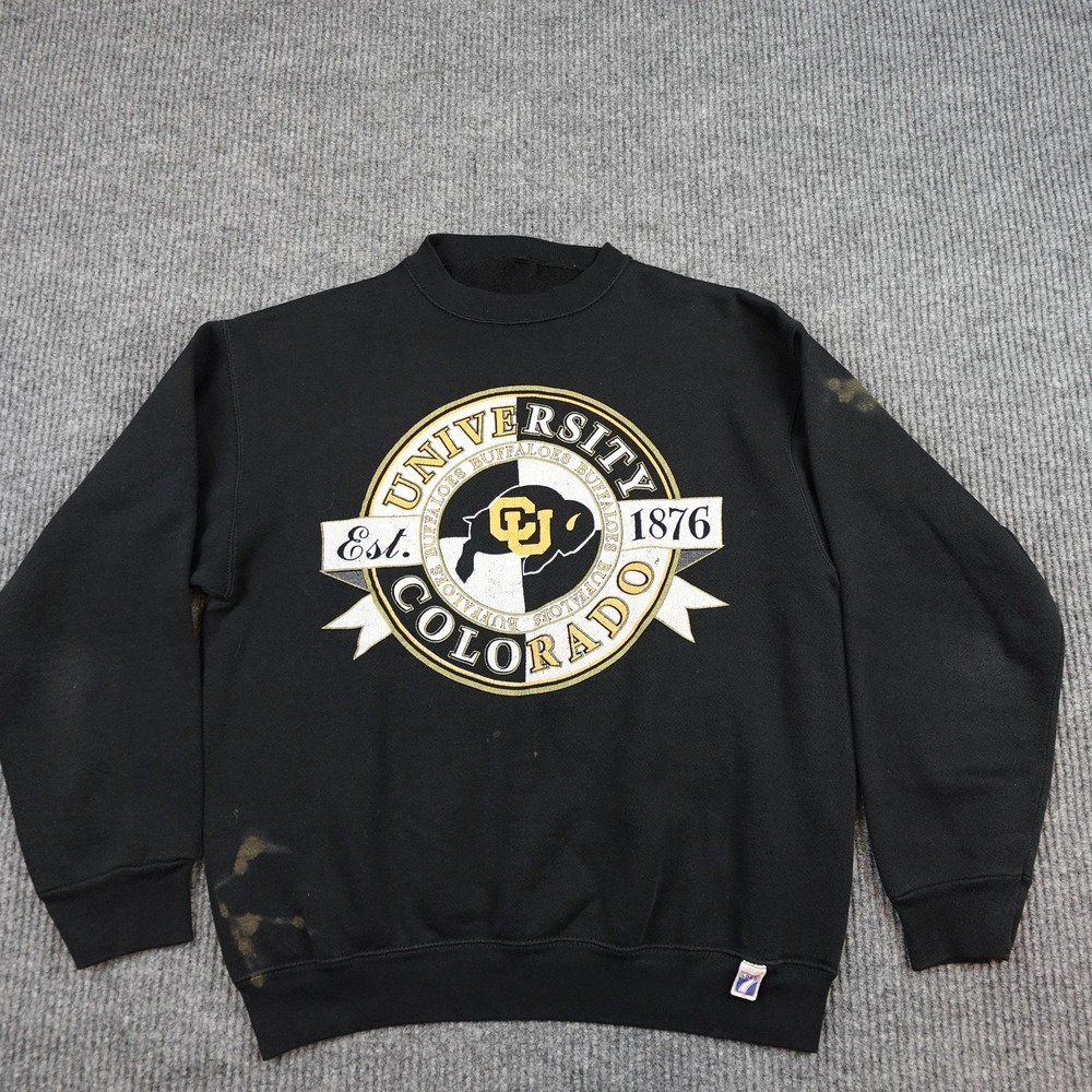 Vintage Colorado Buffaloes Sweatshirt Mens Large Black NCAA Logo 7 Crewneck